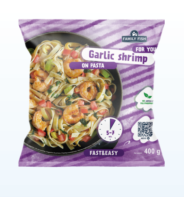 PÂTES AUX CREVETTES À L'AIL 400g